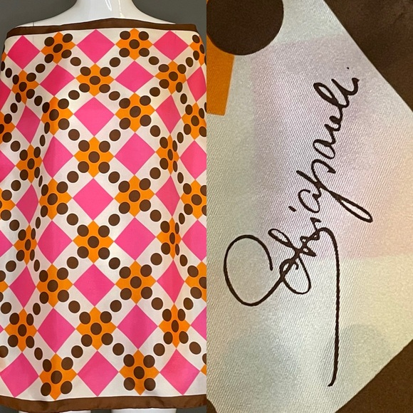 Schiaparelli Accessories - Gorg Schiaparelli Silk Scarf Large 27 In Sq Excellent Condition Pink